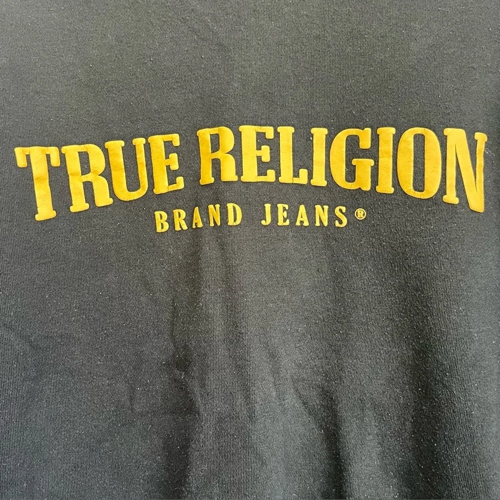 True Religion Arch Logo Black Crew Neck Sweatshirt Sz Small Unisex